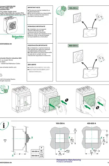 schneider施耐德Compact NSX100-630 - Fpower NSX _ GV7 - Compact NSJ - 说明页